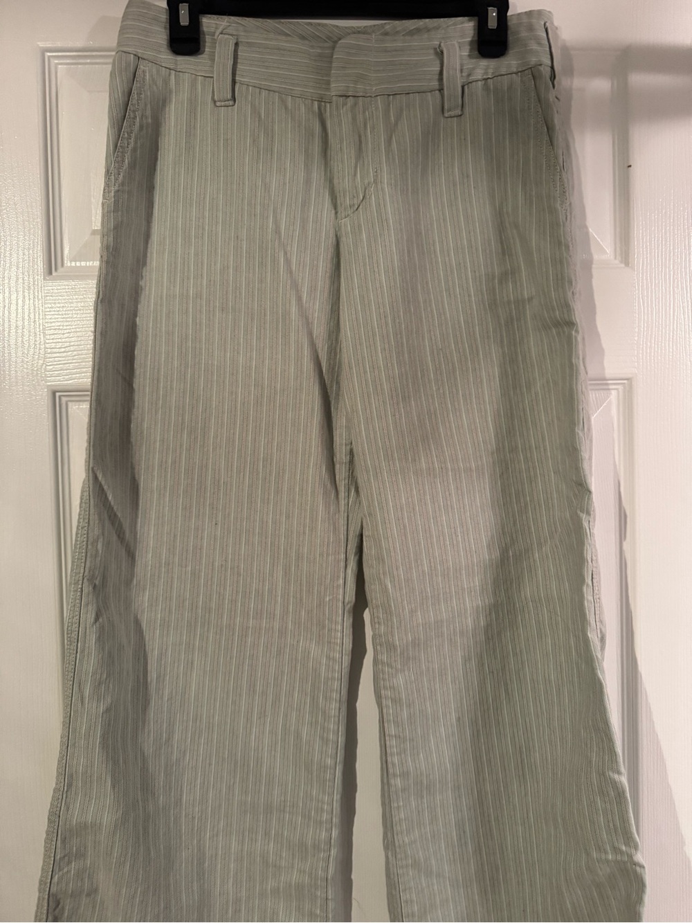 Express 90’s Y2K Super Low Rise Green Pinstriped Womens Wide Leg Pants Size 4